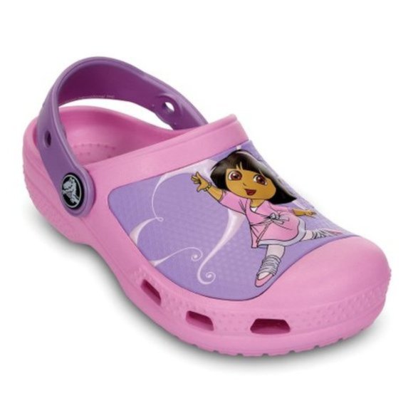 NEW CROCS Kid Dora the Explorer Ballet Slip On Sling Back Strap Clog Carnation - Picture 4 of 4